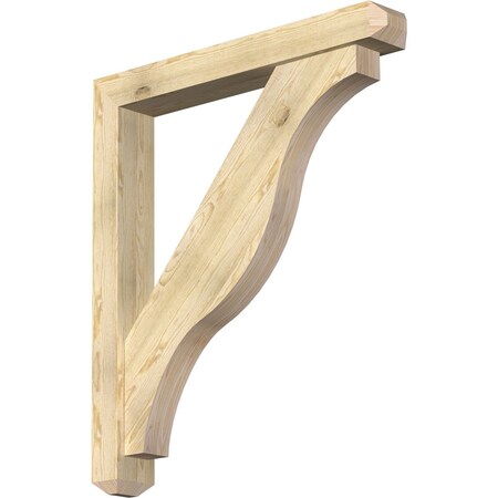 Ekena Millwork Funston Craftsman Rough Sawn Bracket w/ Offset Brace, Douglas Fir, 6"W x 42"D x 48"H BKT0604X42X48FST04RDF